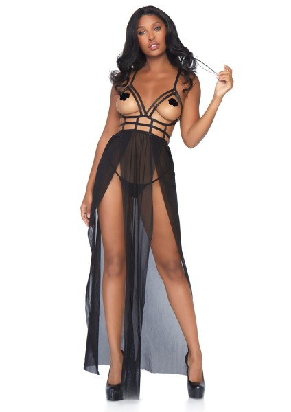 Maxikleid mit Riemenoberteil und G-String